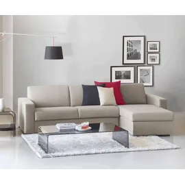 Talamo Italia - Schlafsofa Alicya, Sofa mit umkehrbarer Containerhalbinsel, Standardarmlehnen, 100 % Made in Italy, cm 280 x 95 x 90, Taupe