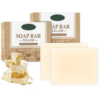 Altherona Rindertalg Seife 2 Stück, Kernseife Natur, Handgemachte Tallow Kernseife, Naturseife Beef Tallow Skincare, Natürlicher Tallow Balm Ölkontrolle, Schaumseife Tiefenreinigung und Gesichtspflege