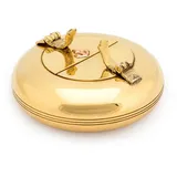 Nklaus 8,5cm Doppelklappascher rund Messing massiv gold Anker Aschenbecher maritim für Boot und Terrasse 11506
