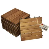 trelevo Holzfliese 01, Akazienholz geölt, 11 Fliesen für 1m2, 30x30 cm, Bodenbelag mit Drainage, Balkonfliesen/Terassenfliesen/Klickfliesen