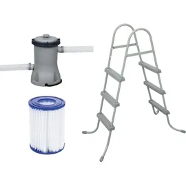 BESTWAY Steel Pro Max Frame Pool Set 366 x 100 cm holzoptik inkl. Filterpumpe