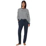 Marc O'Polo Damen Mix&Match Long Pyjama Set, Navy/White, L