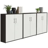 BMG Möbel Aktenschrank Office Edition Set 99 (Schrank-Set, 3 teilig bestehend aus 3x Aktenschrank) abschließbar, Fronten Hochglanz lackiert oder Matt, Made in Germany schwarz