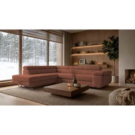 storez24 Eckcouch Textil 3-Sitzer Rosa