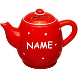 alles-meine.de GmbH große Spardose - Kaffeekanne/Teekanne - inkl. Name - stabile Sparbüchse - aus Porzellan/Keramik - mit Verschluss - Sparschwein - für Kinder & Erwachsene /..