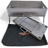 Grillpeter Mangal Picknick Edelstahl 2mm Schaschlikgrill klappbar mit Grillrost