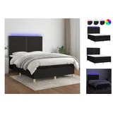 vidaXL Boxspringbett mit Matratze & LED Schwarz 140x200 cm Stoff