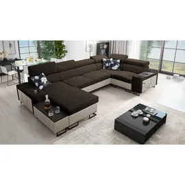 kaiser möbel Ecksofa Großes Ecksofa für das Wohnzimmer mit Bar MELODY IV MAXI beige|braun