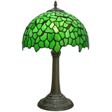 wecrejoni Tiffany Lampe Buntglas Tischlampe 12X12X18 Zoll Schreibtisch Leselicht Dekor Neben Schlafzimmer Wohnzimmer Zuhause (H-1171-Green Leaf)