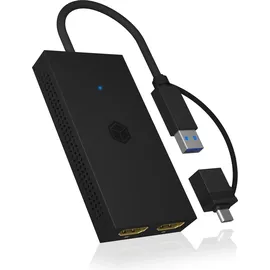 Icy Box IB-SPL1029AC Mobiler USB zu Dual HDMI Splitter