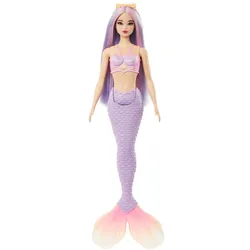 Barbie Meerjungfrau-Puppe mit fliederfarbenem Haar, Schwanzflosse in Violett und Haarband