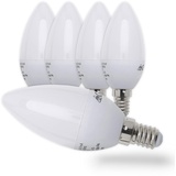 B.K.Licht - 5er Set LED Lampe E14 mit warmweißer Lichtfarbe, 5 Watt, 470 Lumen, LED, LED Glühbirne, LED Leuchtmittel, LED Birne, Glühlampen, Kerze, Bulb, 3,7x10,6 cm, Weiß