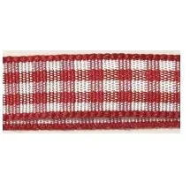 Rayher HOBBY Rayher 5540718 Karoband, rot, 6.3 mm, Rolle 10 m, Bauernkaro, Vichy Karoband, Vichy Bauernkaro, Geschenkband, ohne Draht