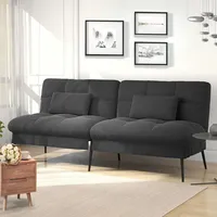 COMHOMA Sofa Schlafsofa mit Schlaffunktion, überzug Futon Klappsofa, Bettcouch, ecksofa, Couch Gästebett, 3-Sitzer Sofa, mit verstellbare Rücken... - Schwarz