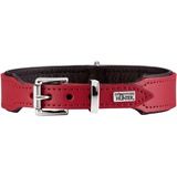 Hunter Basic Hundehalsband, beschichtetes Spaltleder, Kunstleder, schlicht, robust, 37 rot/schwarz