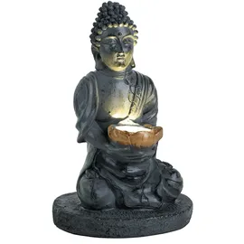 GLOBO LED Solarleuchte BUDDHA Kunststoff in grau