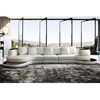 JVmoebel Wohnlandschaft Elegantes Rundsofa aus hochwertigem Leder in Weiß mit Holzfüßen, Made in Europa weiß