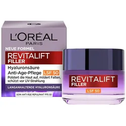 L’Oréal Paris Revitalift Filler Anti-Aging Tagescreme LSF 50 mit Hyaluronsäure Gesichtscreme ml Damen 