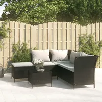 Festnight Poly Rattan Ecklounge mit Stauraum Lounge Sofa Gartenmöbel Set Gartengarnitur Balkon Lounge Klein Sitzgruppe Ecksofa Terrasse Sitzecke Eckgarnitur Garten Sofa Garnitur Couch-Eck