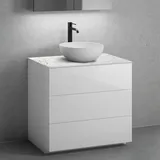 neoro n50 Unterschrank B: 80 cm mit 3 Auszügen, Waschtisch Ø 40 cm weiß matt, B: 80.5 BN0064WM+BN0452WH+BN0402C1