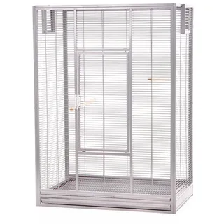 Montana Cages Vogelkäfig Premium Vogelvoliere "New Melbourne I" Vogelkäfig für Sittiche, Platinum, ca. 80 x 50 x 110 cm grau