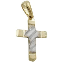 Gallay Kreuzanhänger 15x11mm Kreuz bicolor diamantiert 9Kt GOLD (1-tlg) goldfarben