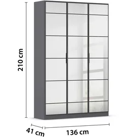 Rauch Spiegelschrank mit Einlegeböden ¦ grau ¦ Maße (cm): B: 136 H: 210