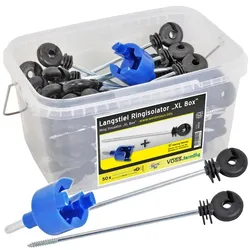 50x VOSS.farming XL Box Langstiel-Ringisolator, Abstandsisolatoren + Einschrauber + Box