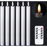 Eldnacele LED Stabkerzen mit Timerfunktion, flackernde Flamme LED Echtwachskerzen mit Fernbedienung, Stabkerzen Weiß 6 Stück (2 x 25CM) für Weihnachtsdeko, Zimmer Deko, Hochzeit und Party