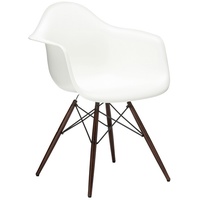 Vitra Stuhl Eames Plastic Armchair DAW 83x63x59 cm weiß, Gestell: Ahorn nussbaumfarbig, Designer Charles & Ray Eames