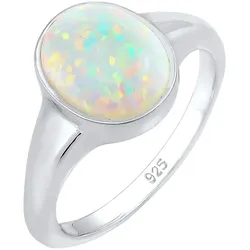Elli Siegelring Synthetischer Opal Trend 925 Silber Ringe   Damen 