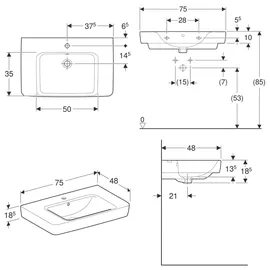Geberit Renova Plan Waschtisch 75 x 48 cm (501694008)