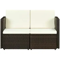 vidaXL 2-Sitzer-Gartensofa mit Auflagen Braun Poly Rattan