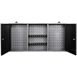 Ondis24 Hängeschrank Metall 120 cm x 60 cm x 20 cm grau/schwarz 2-türig abschließbar