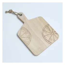 GAUMENKICK Schneidebrett Vesperbrett Mangoholz Zitronenmotiv Servierbrett natur Holzbrett