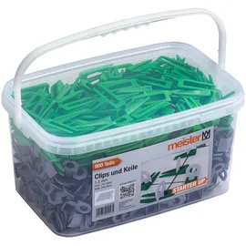 Meister Craft Nivelliersystem "Starter" für Fliesen 900-teilig 1,5 mm Laschenstärke 700 Clips + 200 Abstandshalter