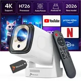 MINI TRAGBARER PROJEKTOR ROTIERENDE LED 4K FULL HD ANDROID 14 SMART WIFI, 180°, Wifi6 Bluetooth