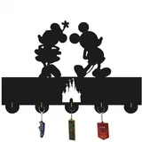 KingLive Micky Maus Minnie Maus Schlüsselbrett, Disney Schlüsselregal Schwarz,Selbstklebend als Schlüsselboard Aufbewahrung, Wandorganizer, Hölzerner Disney-Wandbehang, Disney Geschenk