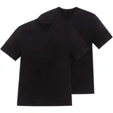SCHIESSER American T-Shirt, 2er-Pack, V-Ausschnitt für Herren Schwarz L