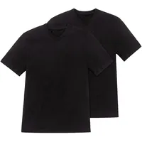 SCHIESSER American T-Shirt, 2er-Pack, V-Ausschnitt für Herren Schwarz L