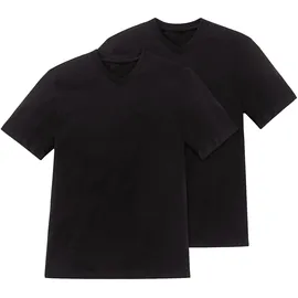 SCHIESSER American T-Shirt, 2er-Pack, V-Ausschnitt für Herren Schwarz L