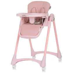 Chipolino Kinderhochstuhl Candy Shop, 4 Räder, verstellbar, Fußstütze, faltbar rosa