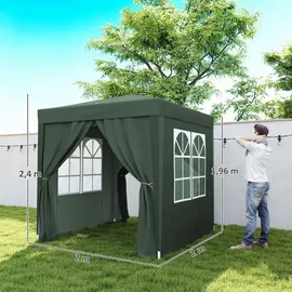 Outsunny Pavillon 2x2m Faltpavillon 4 Seitenwände mit Fenster Tragetasche Stahl