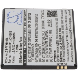 AccuCell Akku nur passend für den Archos AC50EHE Akku AC2000A1, Archos 50e Helium 4G, Li-ion, 3,7V, 1500mAh, 5,6Wh