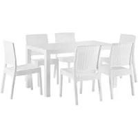 Beliani Gartenmöbel Set Weiß 6-Sitzer FOSSANO
