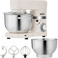 Arebos - Küchenmaschine 1500w Creme Knetmaschine Mit Edelstahl Rührschüsseln Geräuscharm Küchenmixer Mit Rührhaken Knethaken Schlagbesen Und Spritzschutz 6 Geschwindigkeiten
