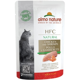 Almo Nature HFC Natural Katzenfutter nass - Huhn und Garnelen, 24er Pack (24 x 55 g)