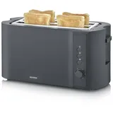 SEVERIN Toaster Langschlitz, 4 Scheiben mit integrierten Brötchenaufsatz, 2 Langschlitz-Röstschachte, verschiedene Aufwärmstufen, 1.400 W, Schwarz Matt, AT 2591