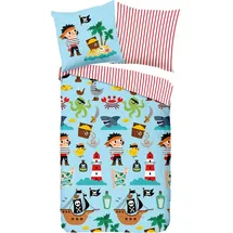 Good Morning Kinderbettwäsche Kinder-Bettwäsche Caribbean; Renforcé, Renforcé Motiv: Piraten, blau