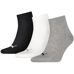 PUMA Unisex Socken - Quarter-Socken, Sneaker-Socken, Damen, Herren, Vorteilspack Schwarz/Weiß/Grau 35-38 3er Pack